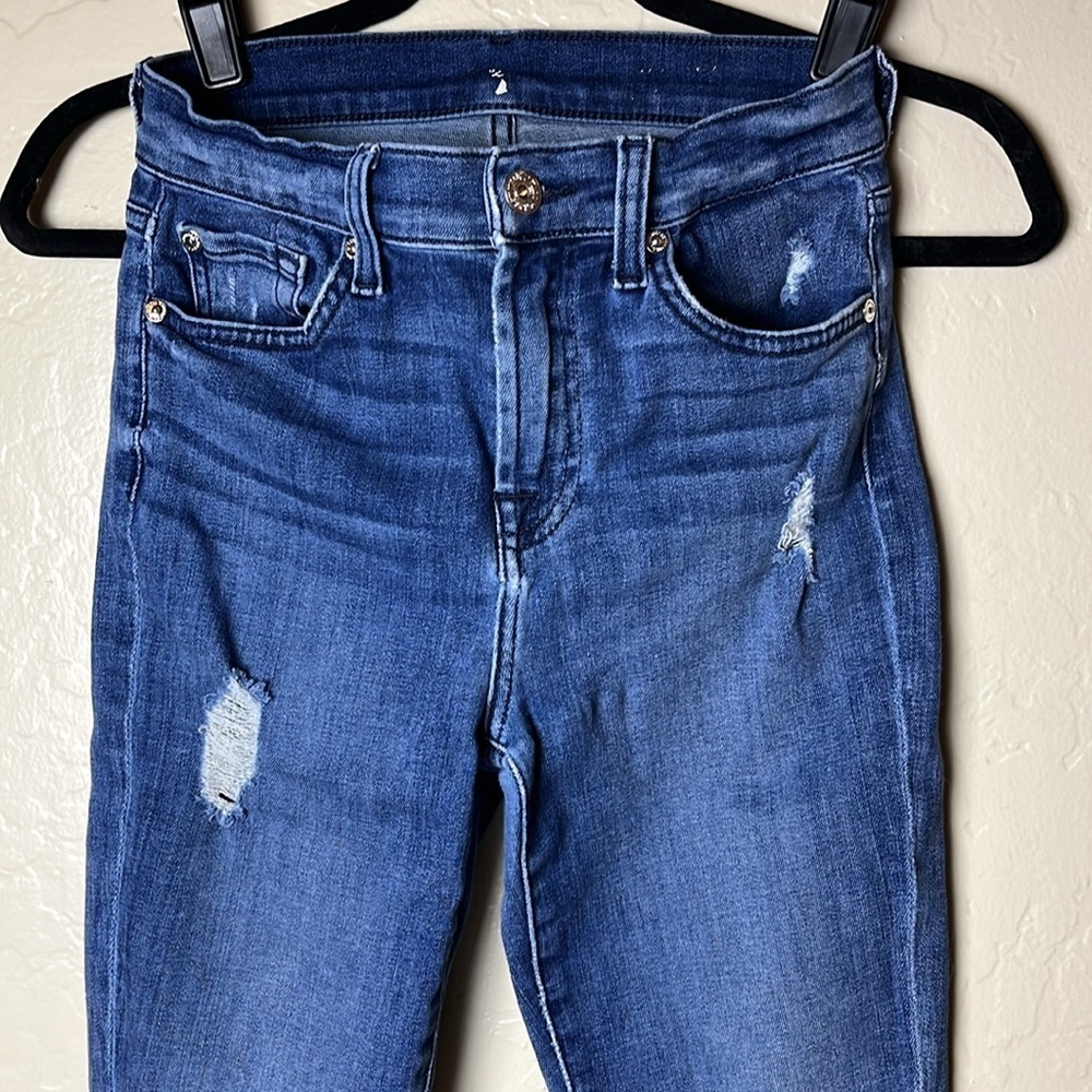 7 For All Mankind Distressed Skinny Jeans - 25 - Picture 3 of 13